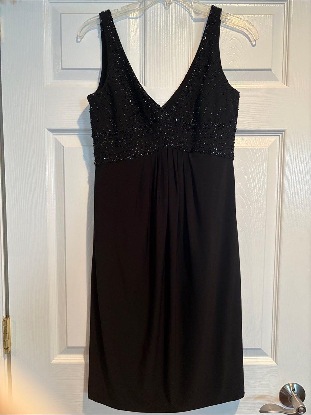 Jones New York Black V-Neck Beaded Mini Dress